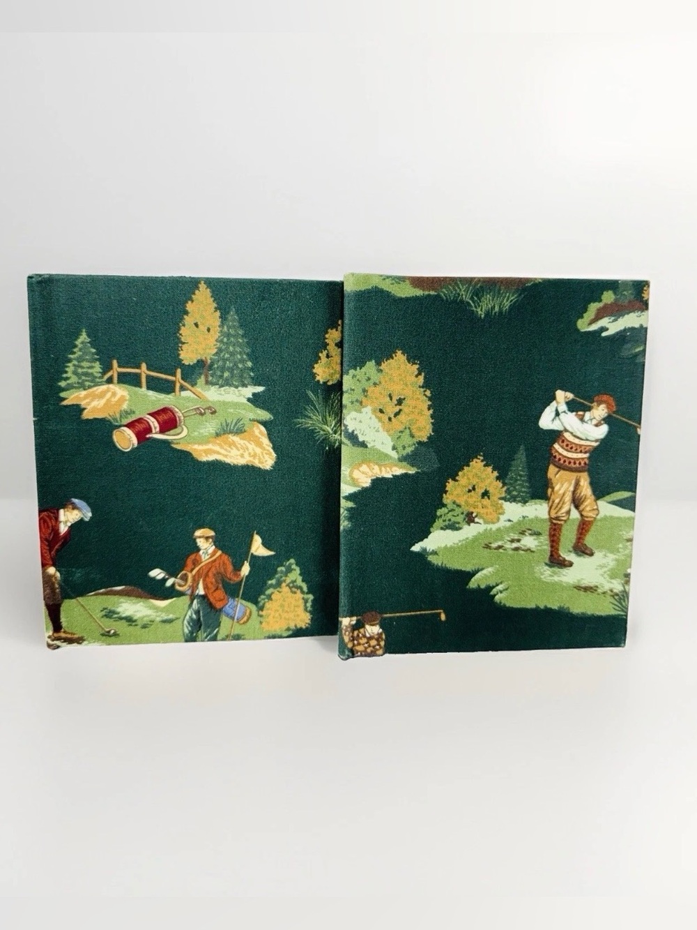 Vintage Cranston Golf Fabric 4x6 Photo Albums Lot of 2
